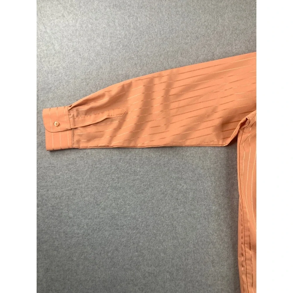 Stacy Adams‎ Dress Shirt Mens L 16-16.5 Peach Orange Striped Long Sleeve Pocket